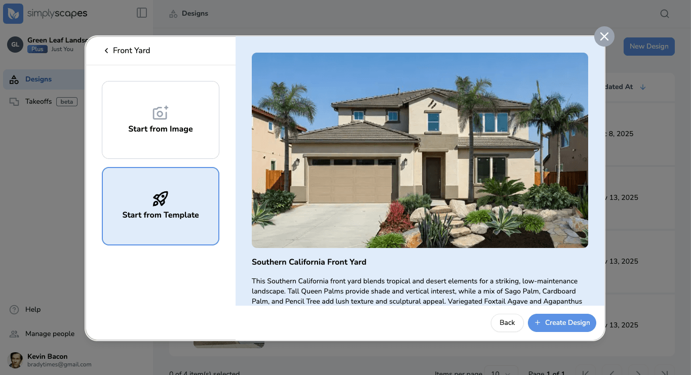 Start design from template